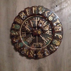 Steampunk Norse Divination Board with Runes